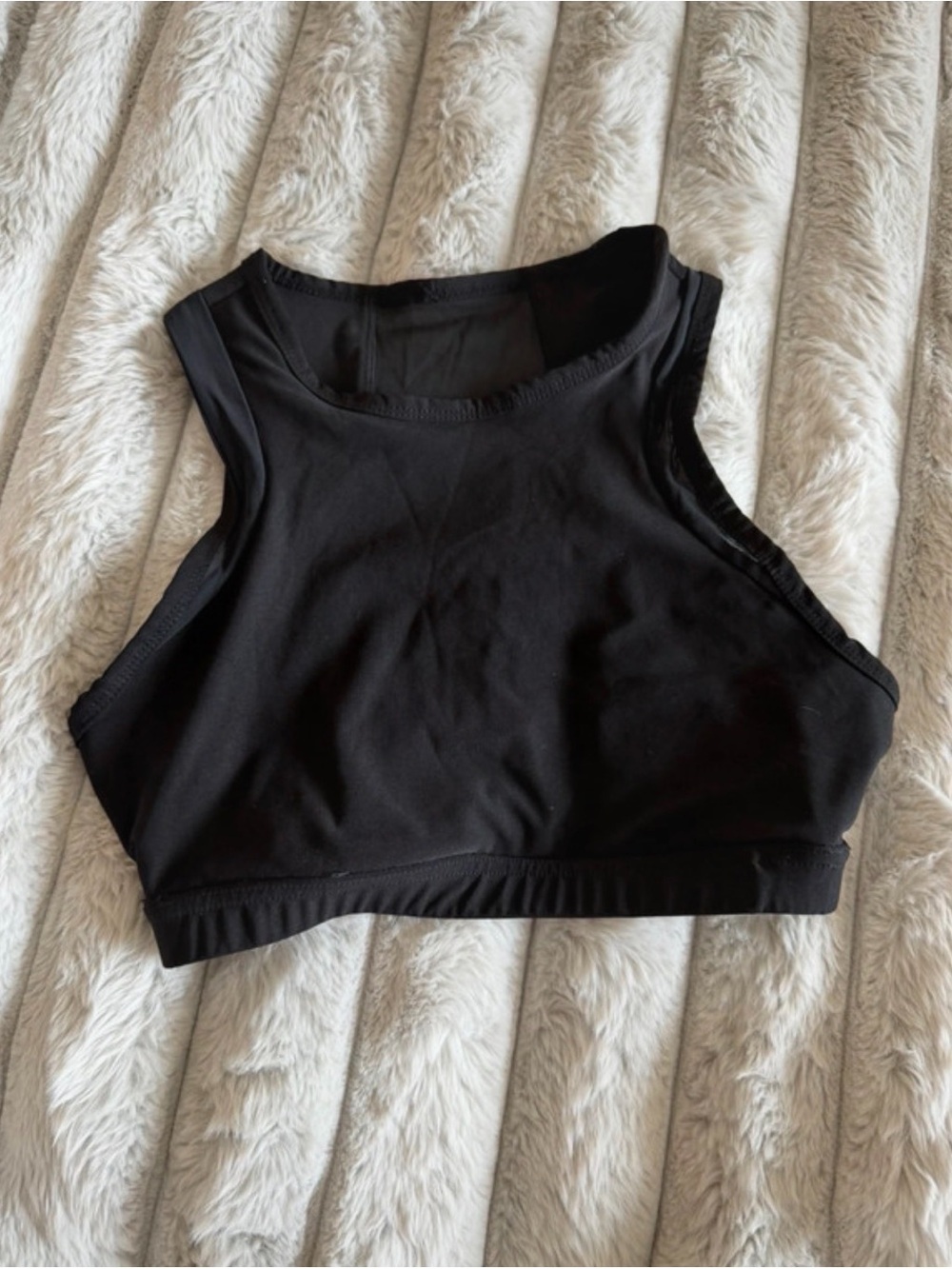 High-Neck Black Sports Bra Crop — Supportive Everyday Activewear
